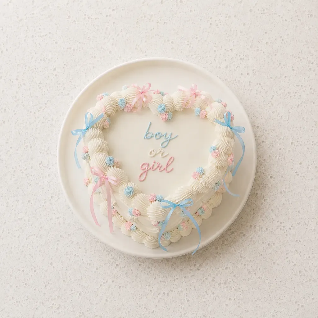 Gâteau "Gender Reveal" - en forme de coeur (Ganache chocolat au lait, 6 pers)