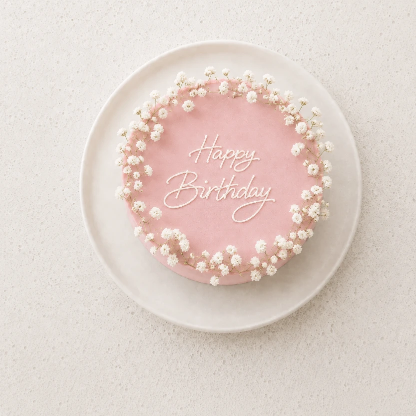 Gâteau "Happy Birthday" floral